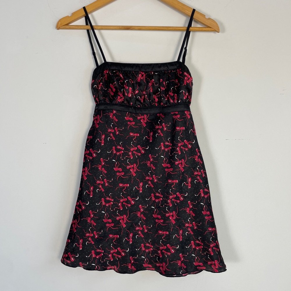 Vtg Wet Seal Y2K Babydoll Satin Top Small Dark Coquette Bows Princess Whimsigoth